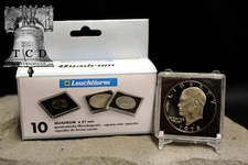 20 Eisenower Silver Dollar Coin Holder Snap Capsule 38mm QUADRUM 2x2 Square Case