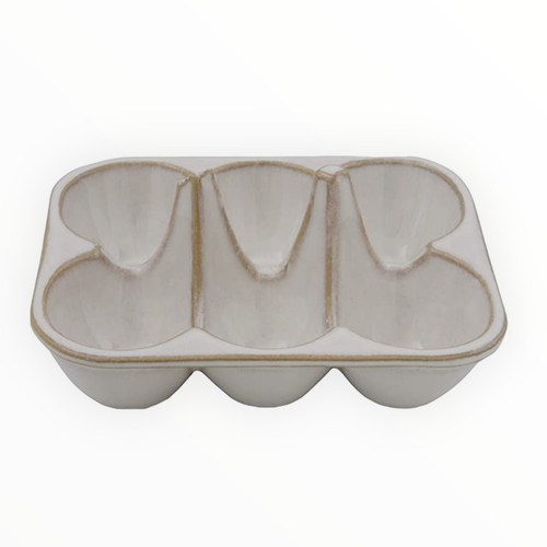 Bloomingville Steingut Träger 6 Eier hartgekocht Eierhalter creme beige Party
