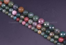 Micro Faceted AAA Natural Indian Agate Gemstone Round Beads 6mm 8mm 10mm 15.5"