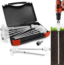 8" Ground Anchors Screw in Camping Stakes with with Hex Head Driver Storage Box