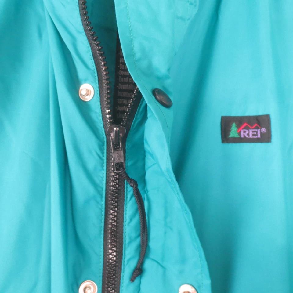 Vintage REI Rain Coat Childrens XL 16/18 Blue Nylon Hooded Full Zip Active Hike - Image 2 of 4