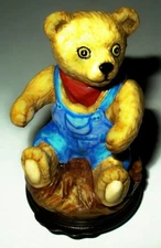 HALCYON DAYS ENAMEL BOX - TEDDY BEAR FARMER & APPLE ORCHARD BONBONNIERE - MIB