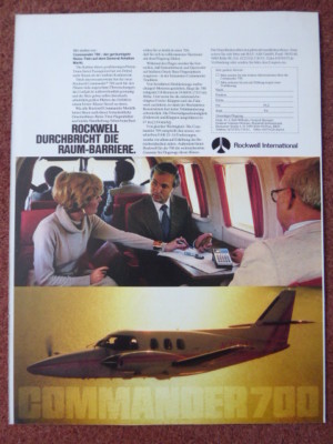 6/1978 PUB ROCKWELL COMMANDER 700 BUSINESS AIRCRAFT FLUGZEUG ORIGINAL DEUTSCHE ANZEIGE