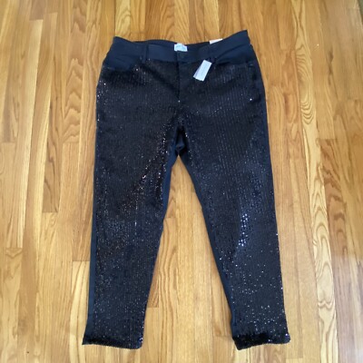 NWT Lane Bryant Black Boyfriend Signature Fit Sequin Front 18