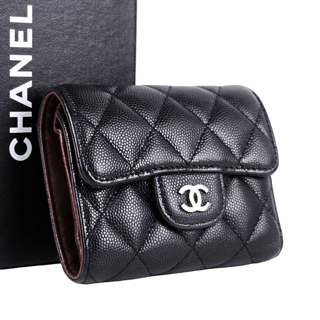 CHANEL Caviar Skin Classic Small Wallet Black 3.5*4.1*0.9 inch-image