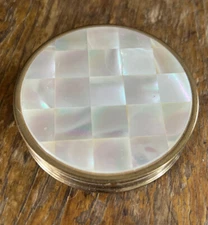 Vintage Mother Of Pearl Max Factor Crème Puff Gold Tone Gold Tone Compact