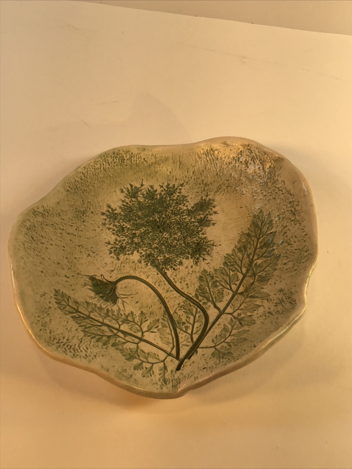 Art Pottery Handmade Dish Bowl Queen Anne's Lace by Ellyn 6” eBay