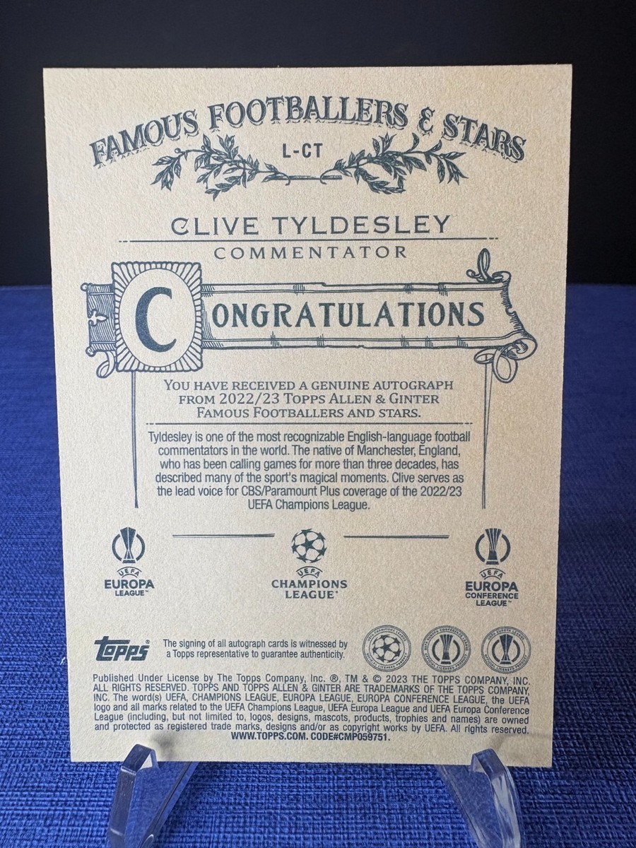 Clive Tyldesley On-card Auto 22-23 Topps UCC Famous Footballers