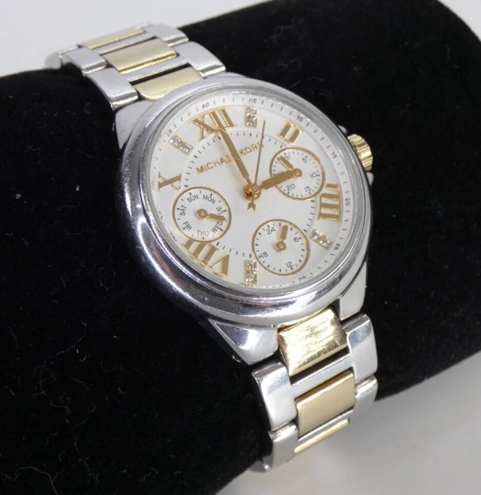 Orologio da polso MICHAEL KORS TONO ORO INOX pietre gemme CRONOGRAFO RITZ DESIGNER