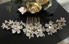 Gold tone hair comb bridal wedding crystal rhinestone hair accessories ha3204