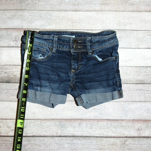 MUDD Girls Size 7 Denim Blue Cuffed Jean Shorts - Picture 5 of 10