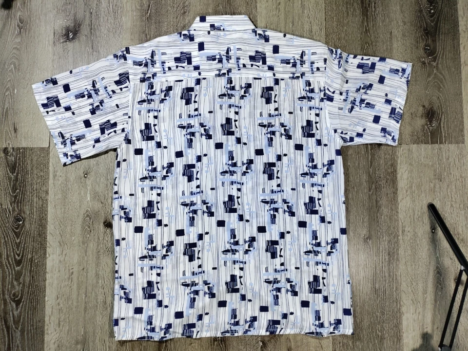 Camisa Jordan Craig Para Hombres Patrón Geométrico Manga Corta Con Botones  Foto 4 de 4