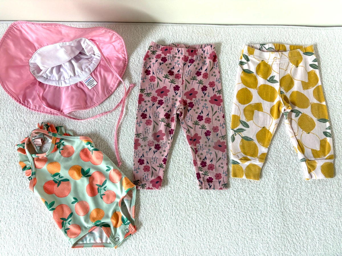Mix Lot of 4 Baby Girl Summer Clothes Size 6-12mts Pants Bathing