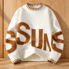 Men  s Crew Neck Knit Pullover Sweater Casual Loose Winter Jumper Knitwear