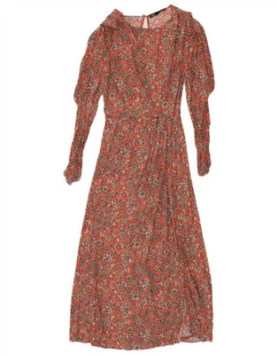 Zara Womens Long Sleeve Maxi Dress UK 10 Small Pink Floral Viscose Bohemian BQ03 - Image 1 of 3