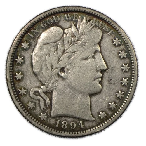 1894-S Liberty Barber Silver Half Dollar 50c San Francisco Very Fine VF+ Cleaned