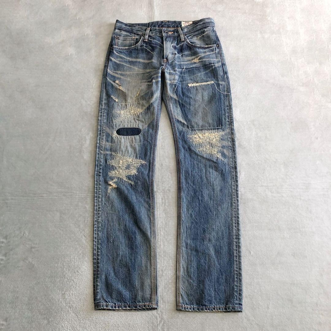 00s y2k archive EDWIN black flared jeans grunge edwin fade denim 