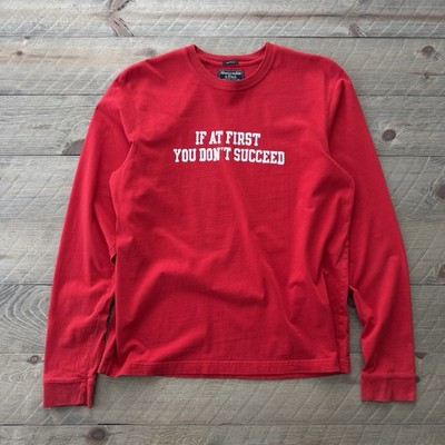 Vtg Abercrombie & Fitch Graphic T Shirt Mens XL Muscle Long Sleeve Red Humor