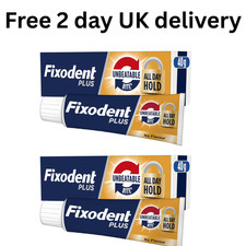 2X Fixodent Plus Unbeatable Bite Denture Adhesive, Flavour Free 40g Free Ship