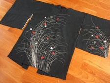 Haori nero giacca kimono disegno fatto di Shiborizome* originale giapponese