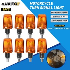 8pcs Motorcycle Amber LED Turn Signal Lights Indicator Blinker Lamps Waterproof