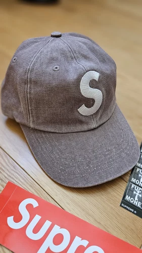 Casquette chapeau kaki 6 panneaux logo toile enduite de pigment suprême S kaki FW24 neuf