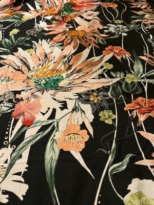 CB2 Crate And Barrel Jungle Bloom (2) Curtain Panels Floral Botanical Maximalist
