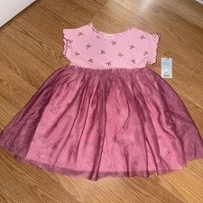Cat  Jack Girls Dress Pink Sequin Knee Length Puff Sleeve Size 4T  248