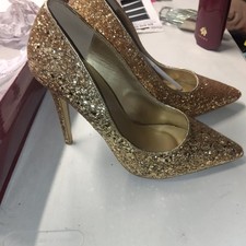 women's glitter evening pointed toe shoes high heel formal wedding Gold