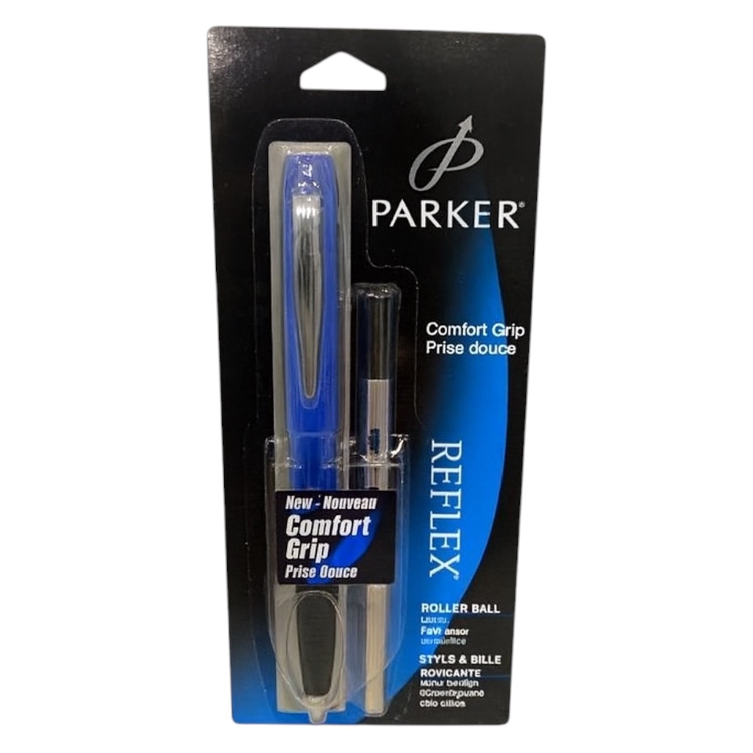 Parker Reflex Rollerball Pen, Blue Barrel with Chrome Trim, Medium Point Black