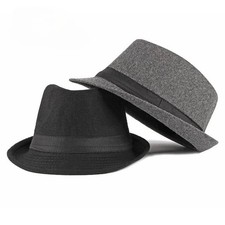 Classic Fedora Hats for Men Women Short Brim Felt Feather Hat Vintage Dress Hat