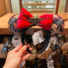 New Disney park pirates of the caribbean red bow Minnie ears Headband ages13