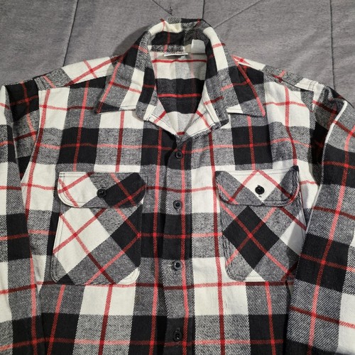 Camisa De Franela Prentiss De Colección Para Hombre Grande Roja Pesada Negra A Cuadros Hecha en EE. UU. Años 90 - Imagen 4 de 12