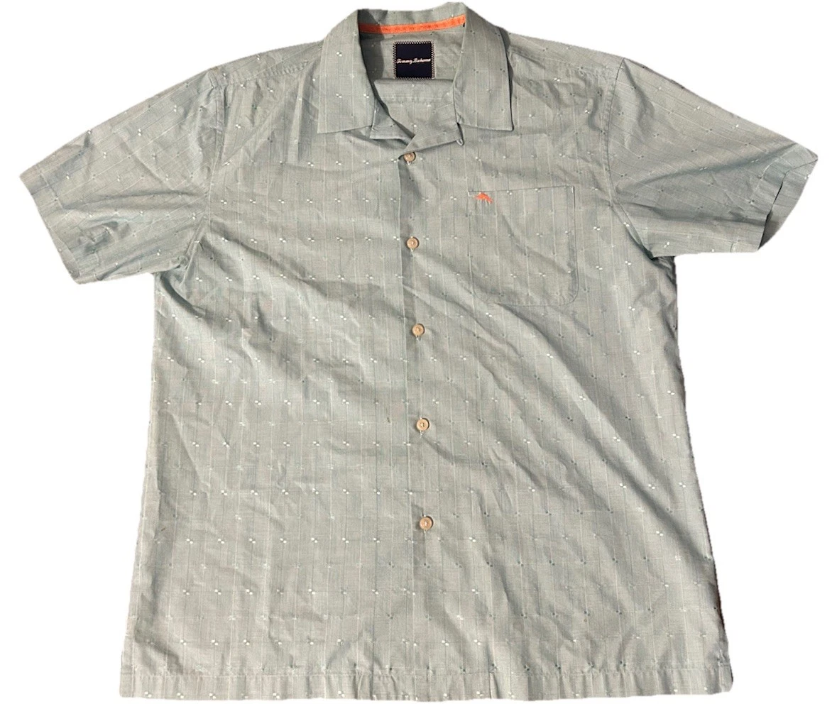 Tommy Bahama Shirt Mens Large Blue Button Up Short Sleeve Lightweight