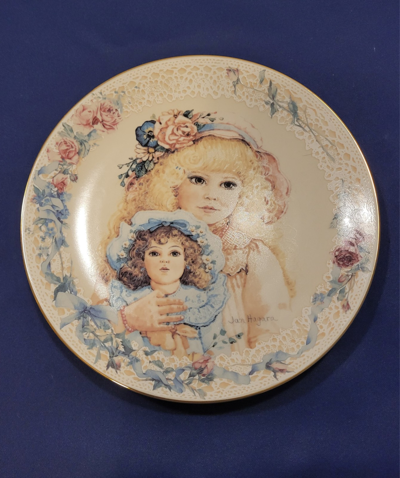 Vintage Jan Hagara Signed Plate CATHY AND THE ANTIQUE DOLL #4170A Collectible Art Plate