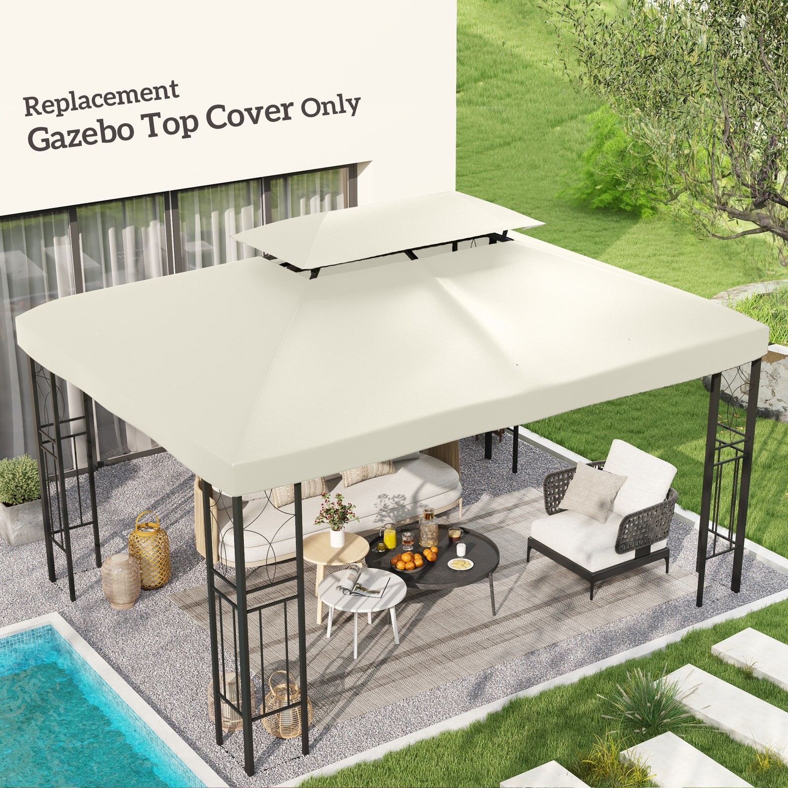 Top Cover Replacement For Patio, Cream White