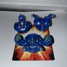 Bakugan Battle Brawlers Lot of 3 Aquos Blue Figures + Card Team Set