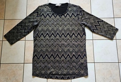 HELENA VERA Damen Shirt  T-Shirt - 3/4 Ärmel - schwarz gold blau - Gr. 38