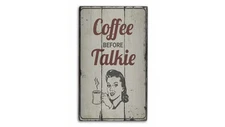 Coffee Before Talkie Rustic Distressed Sign, Personalized Wood Sign