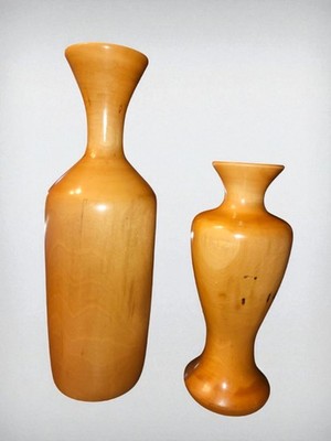 Handcrafted Aspen Wood Vases   Rustic Rocky Mountain Home Décor (Set of 2), 1970