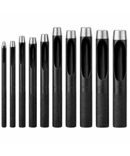 Carbon Steel Hollow Leather Hole Punch Tool Set 1mm10mm Black 10 PCS