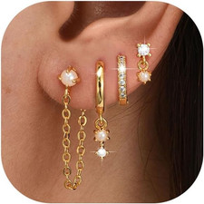 6 Pairs 14K Gold Plated Stud Earrings for Women, Hypoallergenic Cartilage Earrin