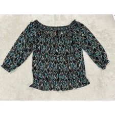 Pure Energy Womens Brown Long Sleeve Sheer Blouse Size