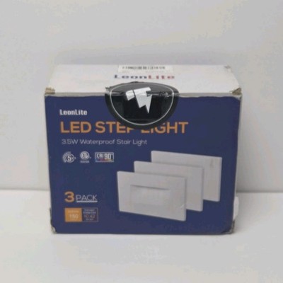 LeonLite LED Step Light 3.5W Waterproof Stair Light (3 Pack) - White - Vertical