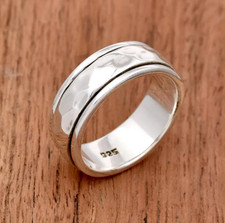 925 Sterling Silver Spinner Ring, Handmade Ring, Wide Band Ring, , All Size
