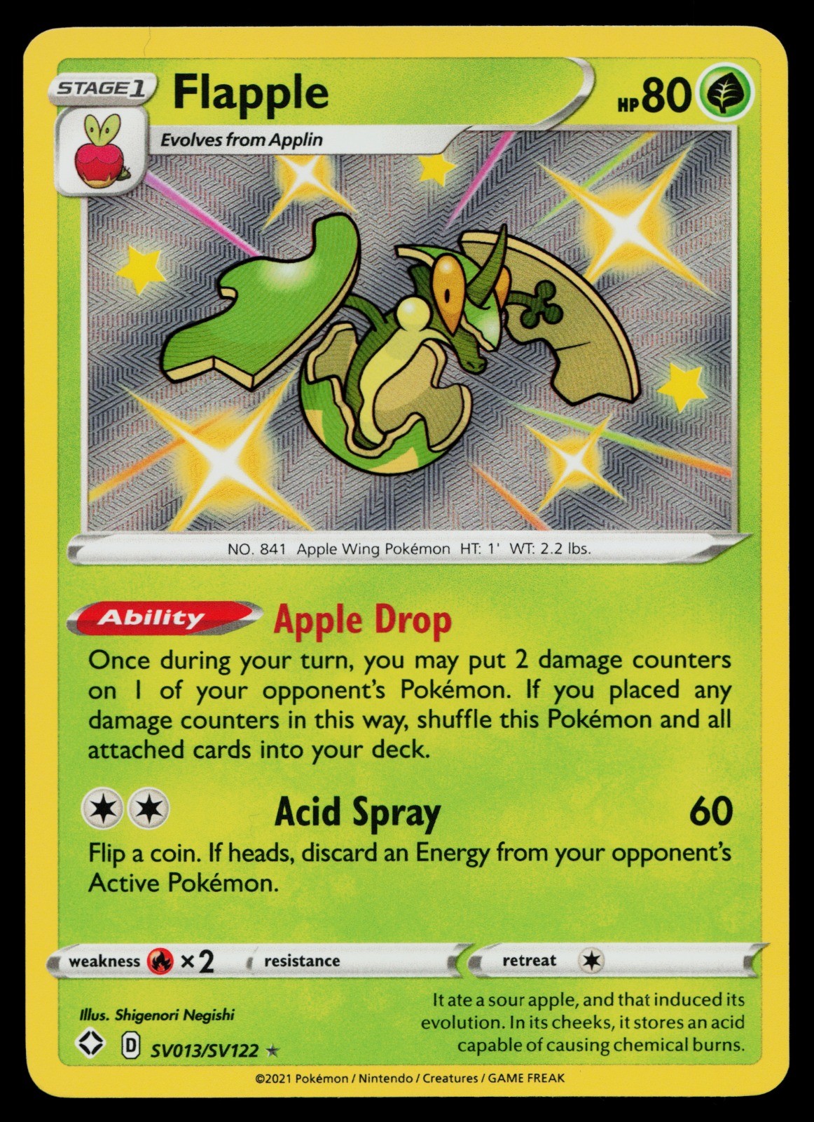Flapple Shiny Holo Rare Shining Fates: Shiny Vault SV013/SV122 NM A4439
