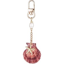 Beach Keychain Seashell Starfish Pearl Bag Charm Purse Accessory Coastal Summer