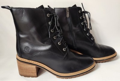 Timberland Women s Sienna WP Black Leather Heeled Boots (A24TA/A3760)   Size 9.5