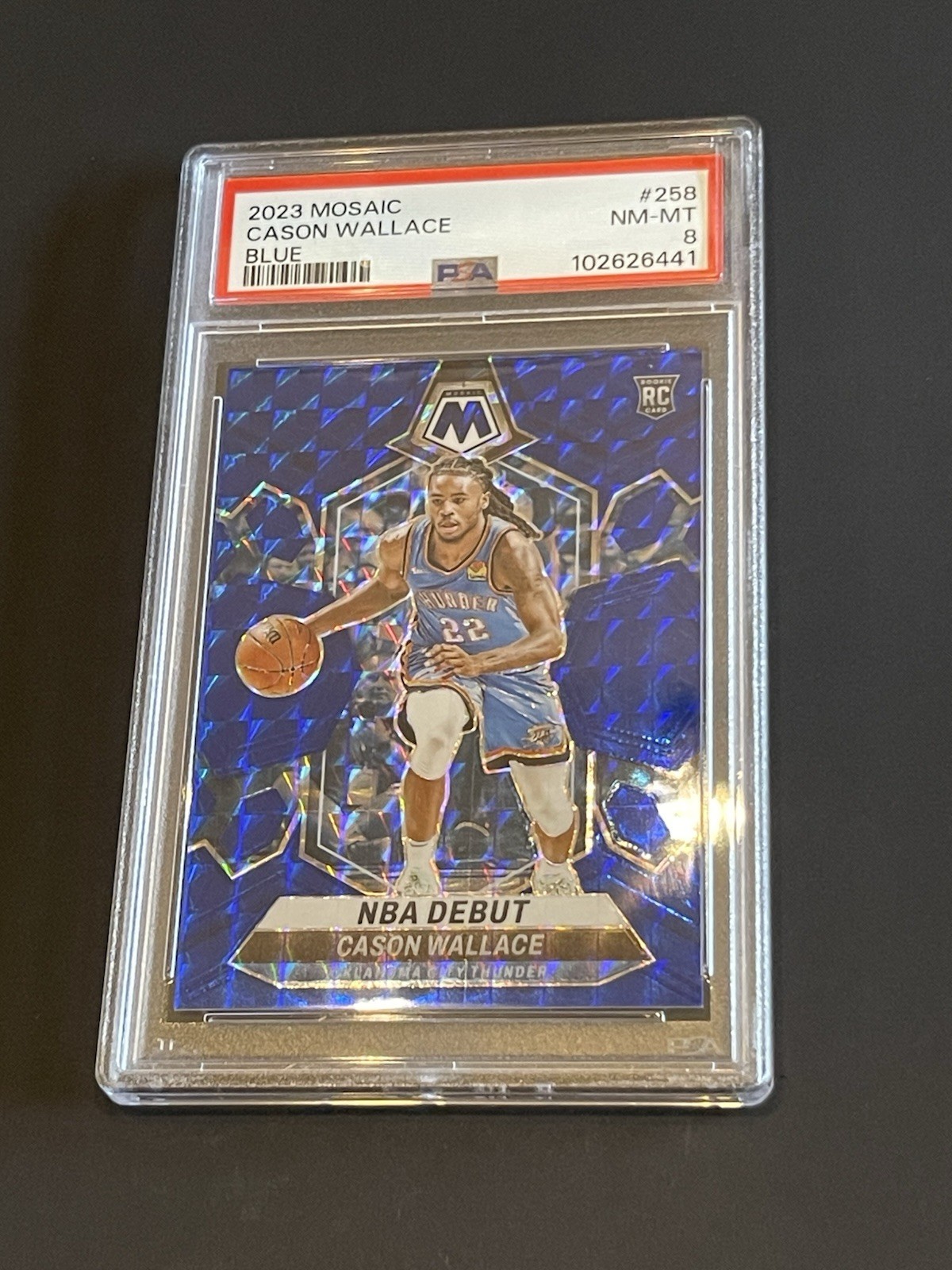 2023-24 Panini Mosaic NBA Debut Blue Prizm /199 Cason Wallace #258 Okc Thunder