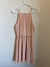 Lush Peach Chiffon Dress Size Medium Mid Thigh Flowy Party Everyday